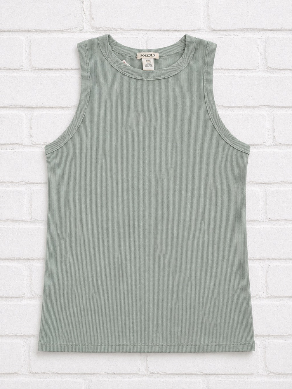Bozzolo Ribbed Crewneck Tank in Sage